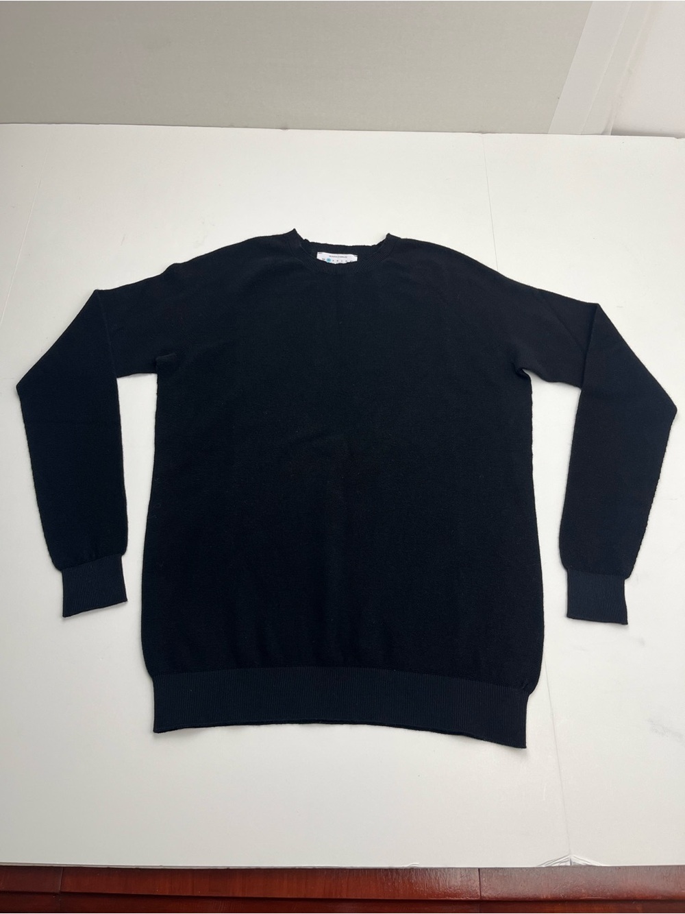 Oliver Charles Womens XS Black Crewneck Sweater Organic Cotton SeaCell Stretch